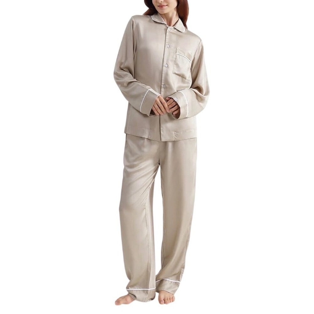 Sunday Citizen Pajama‎ Set Womens Silky Lyocell Biscotti Beige Oversized Size S